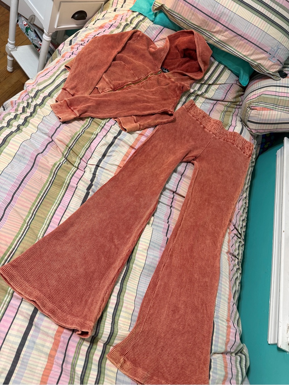 M/L Lulus Waffle Knit Thermal 2-Piece Set, NWOT, $50